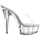 Transparent 15,5 cm Pleaser DELIGHT-601 Platform Mules Shoes