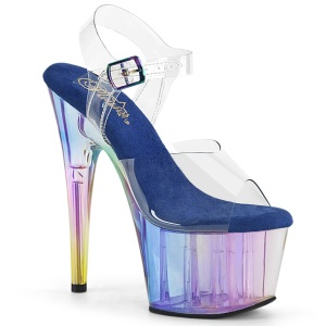 Transparent 18 cm ADORE-708HT Blue platform sandals heels shoes