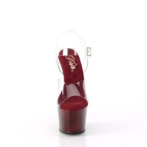 Transparent 18 cm ADORE-708MPP burgundy platform high heels shoes