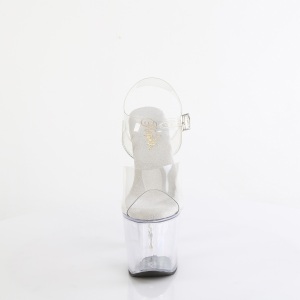 Transparent 18 cm BLISS-708 Beaded platform high heels shoes