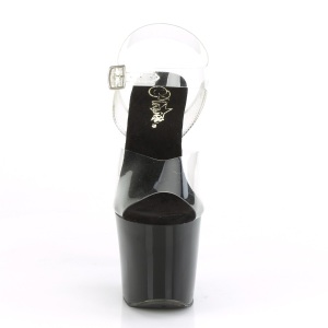 Transparent 18 cm LOVETHORN-708CRS pleaser sandals with silver rhinestone soles