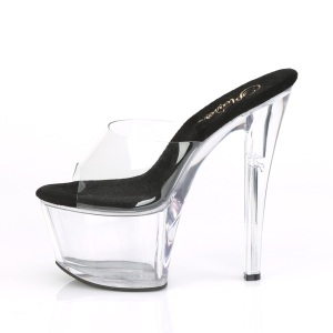 Transparent 18 cm PLEASER SKY-301-2 Platform Mules Shoes