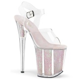 Transparent 20 cm FLAMINGO-808G glitter platform high heels shoes