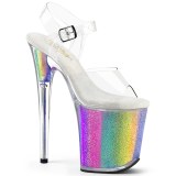 Transparent 20 cm FLAMINGO-808RG-01 glitter platform high heels shoes