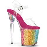 Transparent 20 cm FLAMINGO-808RG-02 glitter platform high heels shoes
