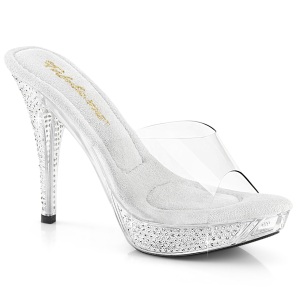 Trasparente 11,5 cm ELEGANT-401 Pietre strass plateau ciabatta donna