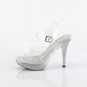 Trasparente 11,5 cm ELEGANT-408-2 scarpe posare - tacco alto da competizione bikini