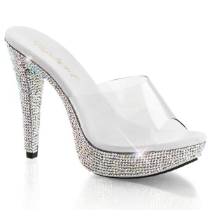 Trasparente 13 cm COCKTAIL-501DM Pantofole Tacco Alto Pietre Strass