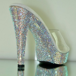 Trasparente 13 cm COCKTAIL-501DM Pantofole Tacco Alto Pietre Strass