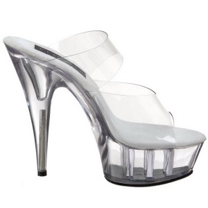 Trasparente 15,5 cm Pleaser DELIGHT-602 Plateau Mules Scarpe