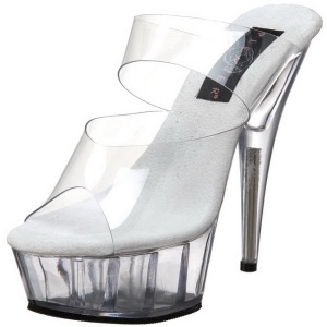 Trasparente 15,5 cm Pleaser DELIGHT-602 Plateau Mules Scarpe