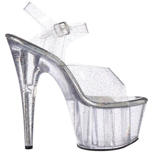 Trasparente 18 cm ADORE-708MMG scintillare plateau sandali donna con tacco