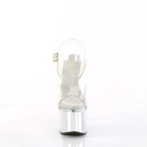 Trasparente 18 cm ESTEEM-708 piattaforma sandali tacco alto exotic pole argento