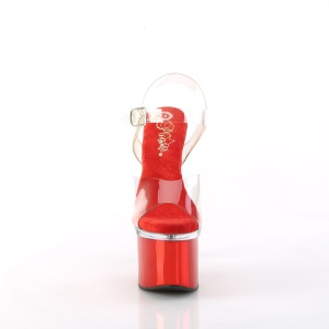 Trasparente 18 cm ESTEEM-708 piattaforma sandali tacco alto exotic pole rosso