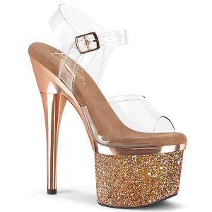 Trasparente 18 cm ESTEEM-708CHLG piattaforma sandali tacco alto exotic pole oro