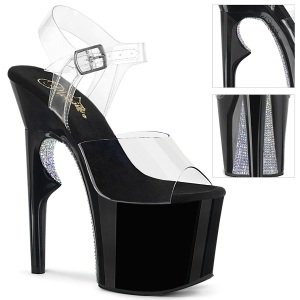 Trasparente 18 cm LOVETHORN-708CRS sandali pleaser con suole strass argento
