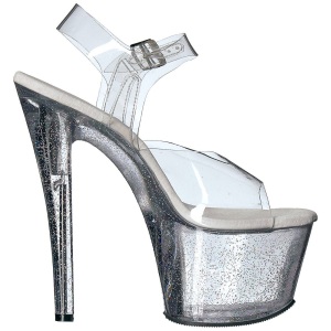 Trasparente 18 cm Pleaser SKY-308MG scintillare sandali con tacco