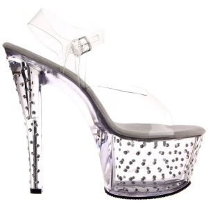 Trasparente 18 cm Pleaser STARDUST-708 Tacchi Alti Plateau