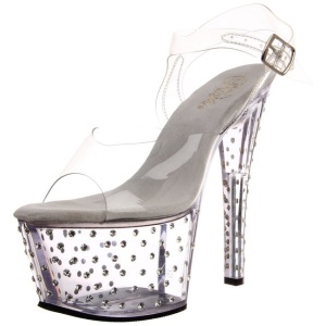 Trasparente 18 cm Pleaser STARDUST-708 Tacchi Alti Plateau