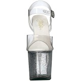 Trasparente 19 cm TABOO-708MG scintillare plateau sandali donna con tacco
