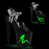Trasparente 20 cm FLA-NLDG-6 high heels da pole dance con plateau LED