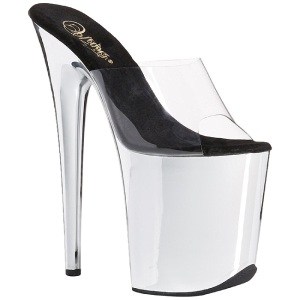 Trasparente 20 cm FLAMINGO-801 Cromo Pantofole Tacco Alto Donna