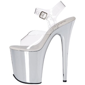 Trasparente 20 cm FLAMINGO-808 Tacchi Alti Cromo Plateau