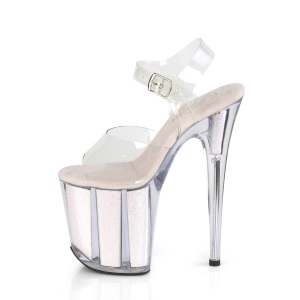 Trasparente 20 cm FLAMINGO-808G scintillare plateau sandali donna con tacco