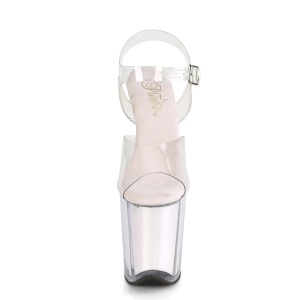 Trasparente 20 cm FLAMINGO-808G scintillare plateau sandali donna con tacco
