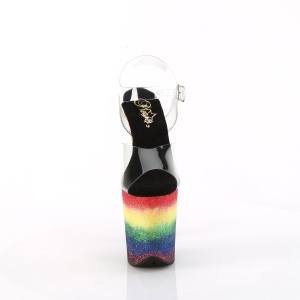 Trasparente 20 cm FLAMINGO-808RG-04 scintillare plateau sandali tacchi alti