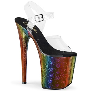 Trasparente 20 cm FLAMINGO-808WR3 Ologramma plateau sandali donna con tacco