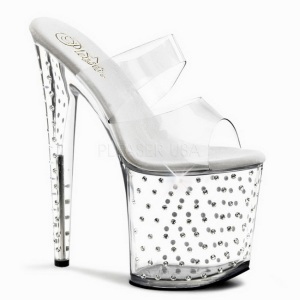 Trasparente 20 cm Pleaser STARDUST-802 Strass Plateau Mules Alte