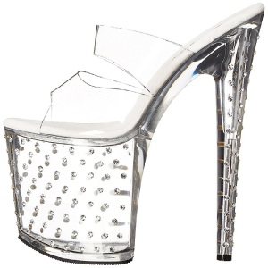 Trasparente 20 cm Pleaser STARDUST-802 Strass Plateau Mules Alte