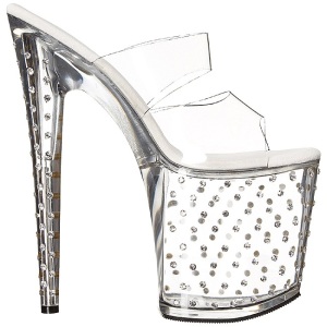 Trasparente 20 cm Pleaser STARDUST-802 Strass Plateau Mules Alte