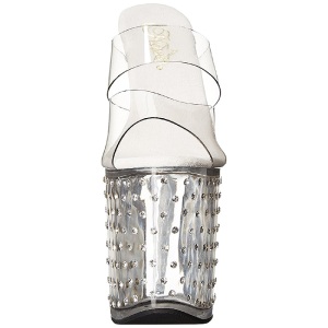 Trasparente 20 cm Pleaser STARDUST-802 Strass Plateau Mules Alte