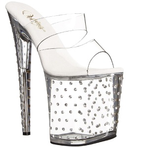 Trasparente 20 cm Pleaser STARDUST-802 Strass Plateau Mules Alte