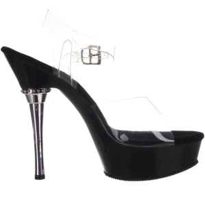 Trasparente Nero 14 cm ALLURE-608 Platform Scarpe Tacchi Alti