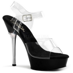 Trasparente Nero 14 cm ALLURE-608 Platform Scarpe Tacchi Alti