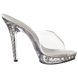 Trasparente Strass Platform 13 cm LIP-101SDT Ciabattina Tacchi Alti