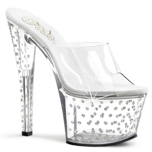 Trasparente Strass Platform 18 cm STARDUST-701 Ciabattina Tacchi Alti