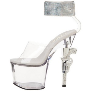 Trasparente Strass pietre 18 cm REVOLVER-712 Plateau scarpe tacco pistola