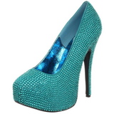 Turquoise Rhinestone 14,5 cm Burlesque TEEZE-06R Platform Pumps Women Shoes