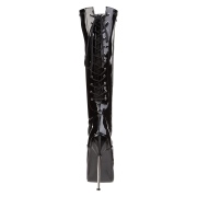 Varnished patent knee high boots 16 cm - pointed toe stiletto boots metal heel