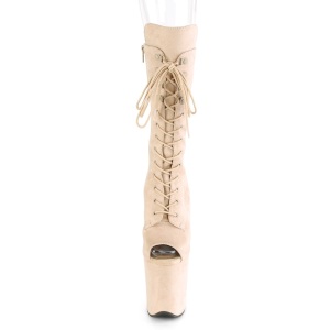 Vegan 20 cm FLAMINGO-1051FS Exotic platform peep toe boots beige