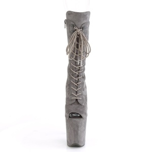 Vegan 20 cm FLAMINGO-1051FS Exotic platform peep toe boots gray