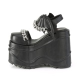 Vegan Black 15 cm Demonia WAVE-20 lolita platform wedge sandals