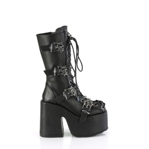 Vegan black 13 cm CAMEL-115 chunky heel platform boots