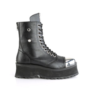 Vegan leather GRAVEDIGGER-10 demonia ankle boots - steel toe combat boots