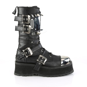 Vegan leather GRAVEDIGGER-250 demonia boots - unisex steel toe combat boots