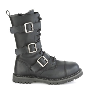 Vegan leather RIOT-12BK demonia boots - unisex steel toe combat boots